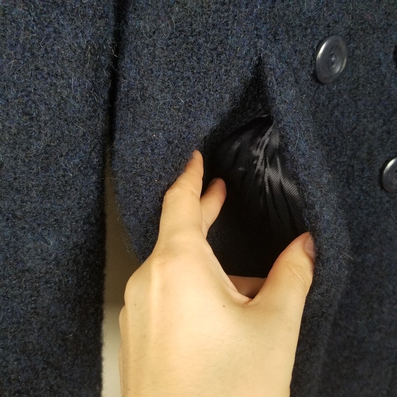 & OTHER STORIES Double Breasted Long Peacoat Navy Blue US 0 - Picture 5 of 11